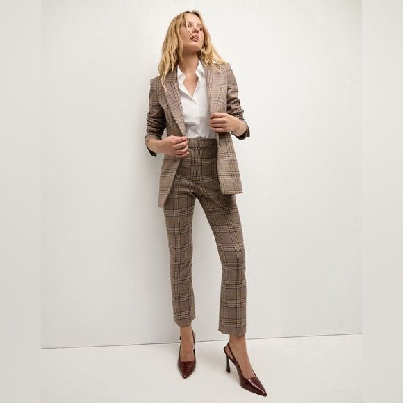 Veronica Beard Maci Plaid Dickey Blazer Tan Jacket Size 8 - Picture 3 of 14